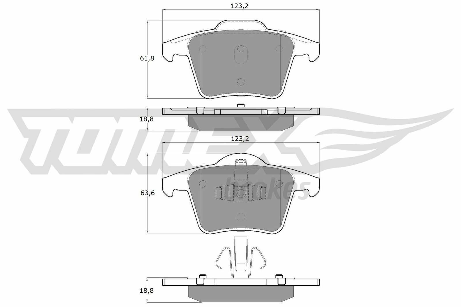 Sada brzdových destiček, kotoučová brzda TOMEX Brakes